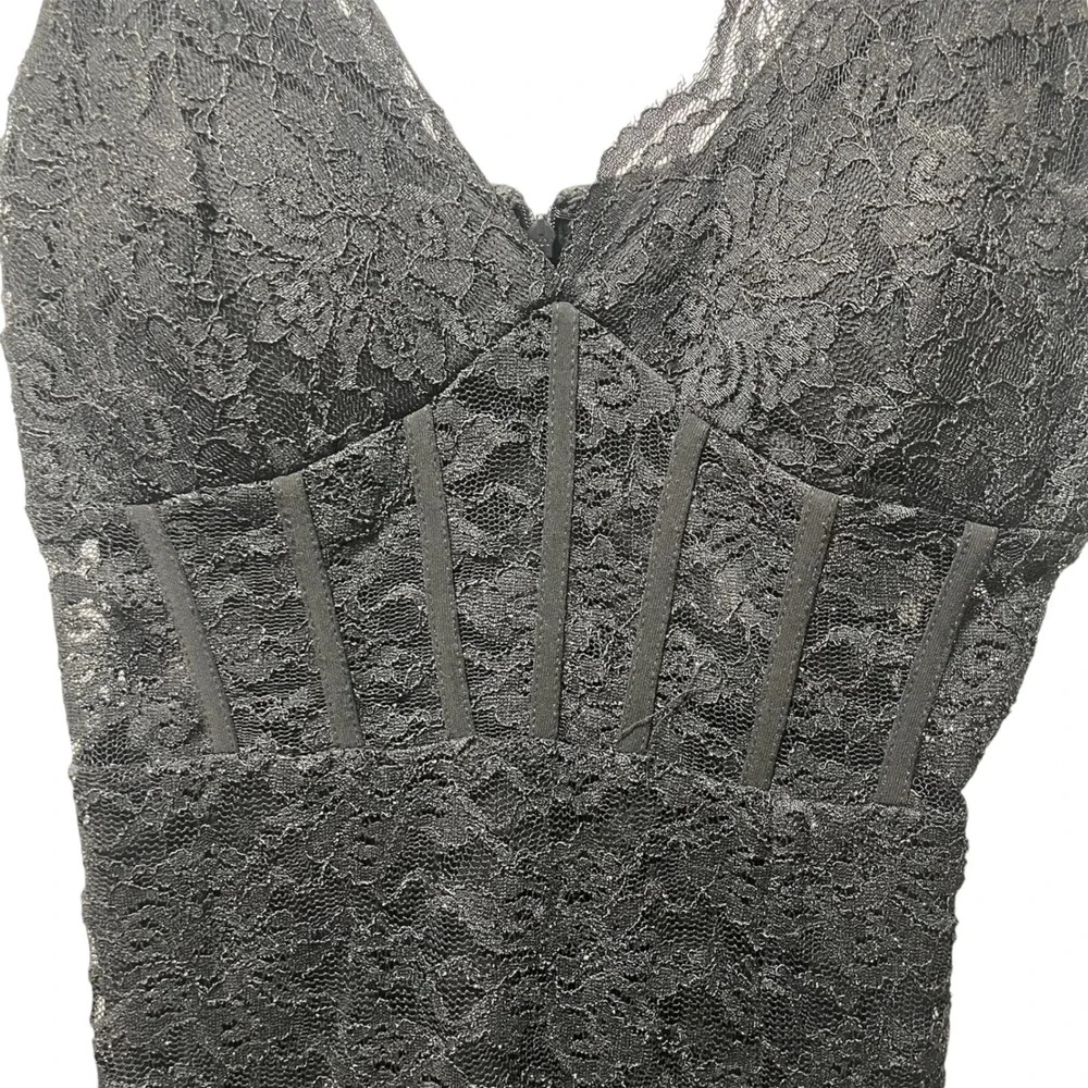 Lace Black Maxi Dress Formal Party Evening‎ Sleeveless Sexy Gown Junior Size 13